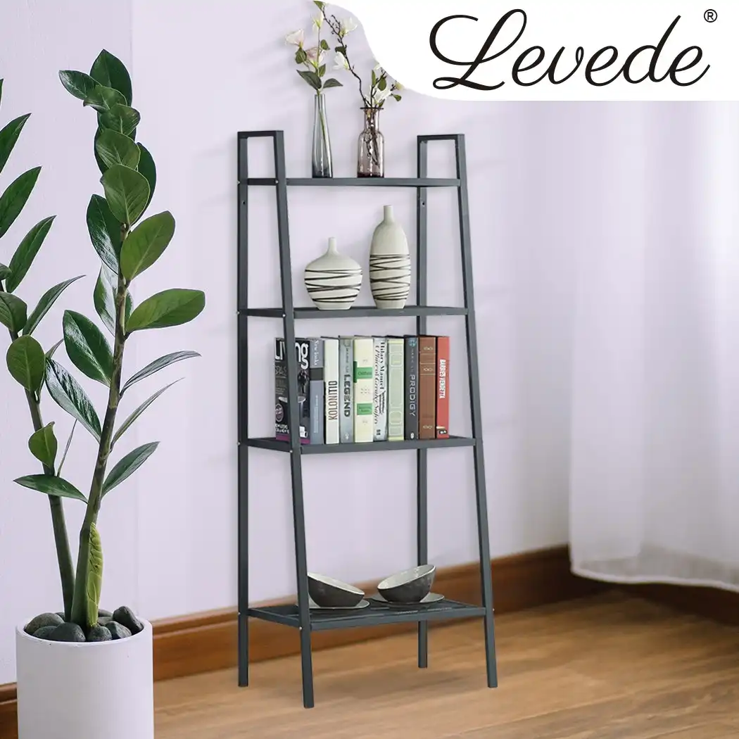 Bookshelf 4 Tier Ladder Shelf Unit  Bookcase Book Storage Display Rack Stand BK