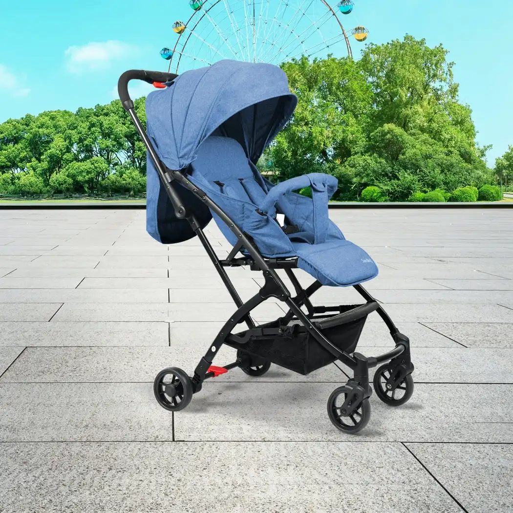 BoPeep Baby Stroller Kids Pram Push Chair Toddler Buggy Foldable Absorbers Blue