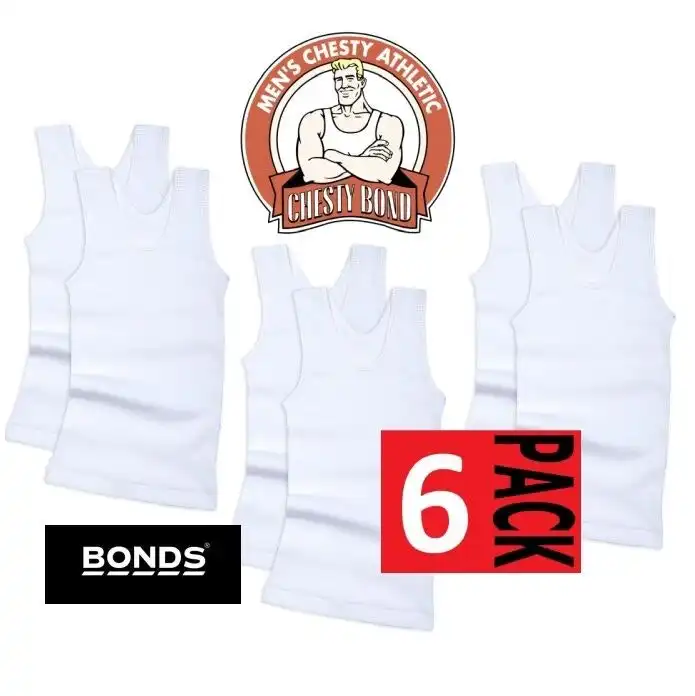 6 x Bonds Boys White Chesty Singlet Kids Cotton Underwear Vest Tank Top