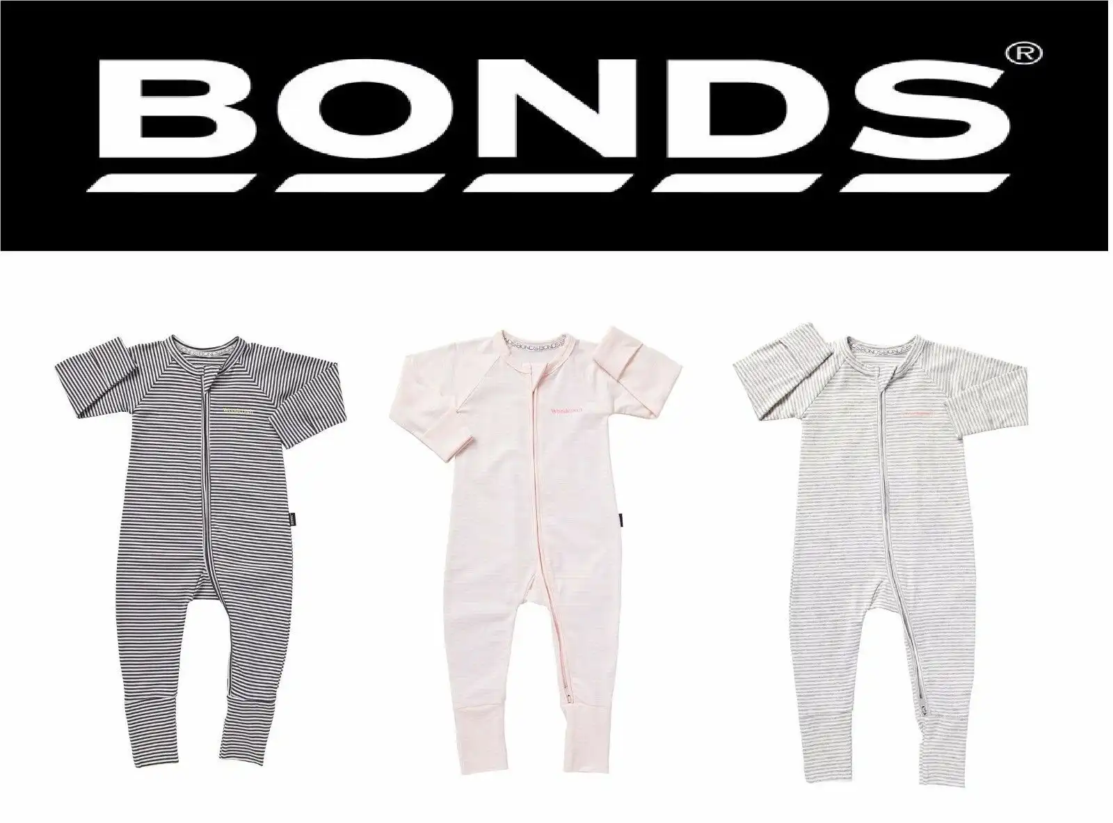 Bonds Baby Boy Girl Cotton Wondersuit Zip Jumpsuit Pink Blue 0000 000 00 0 1 2 3