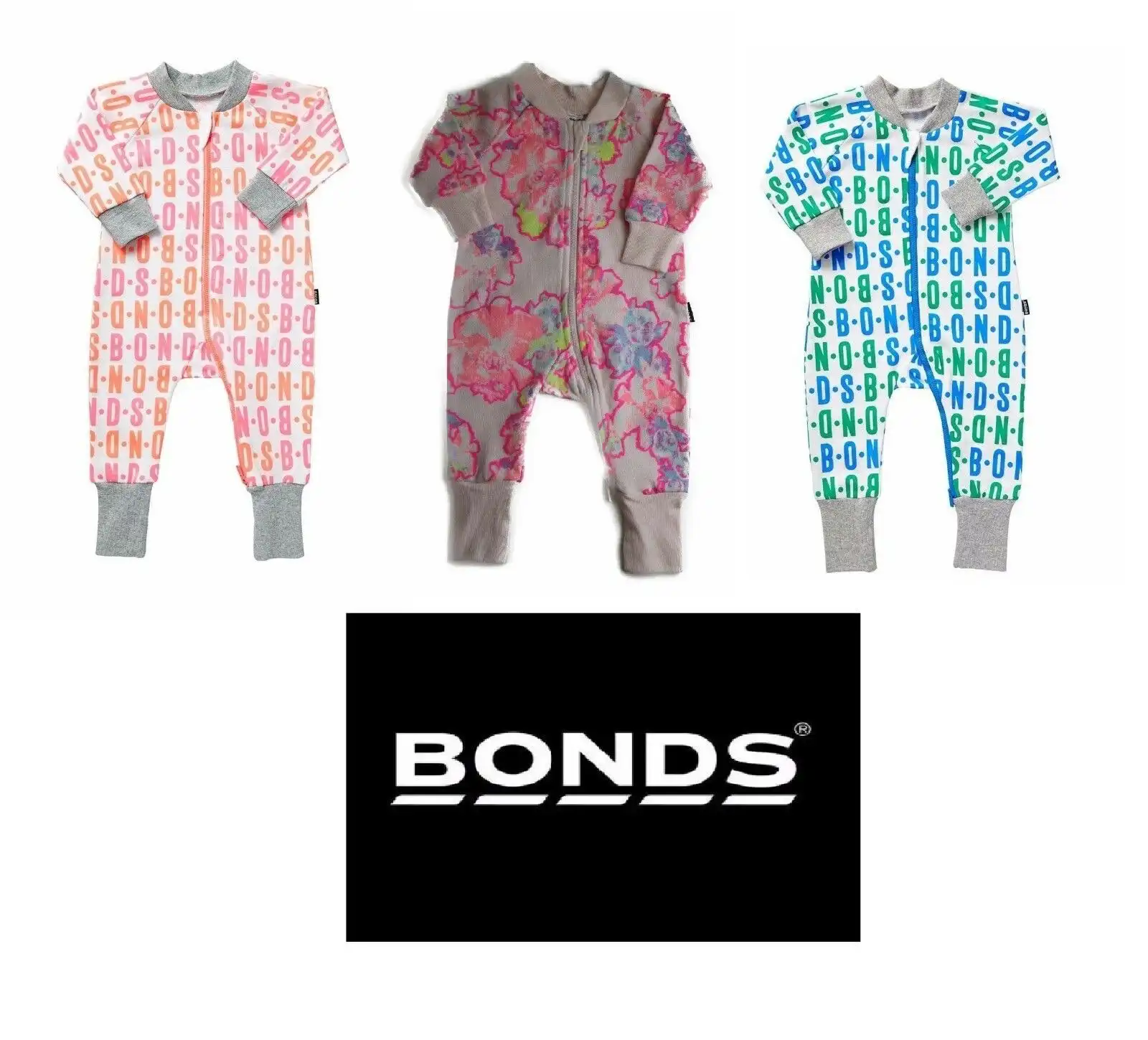 Bonds Baby Girl Roomy Wondersuit Zippy Bodysuit Terry Pink Floral Jumpsuit !