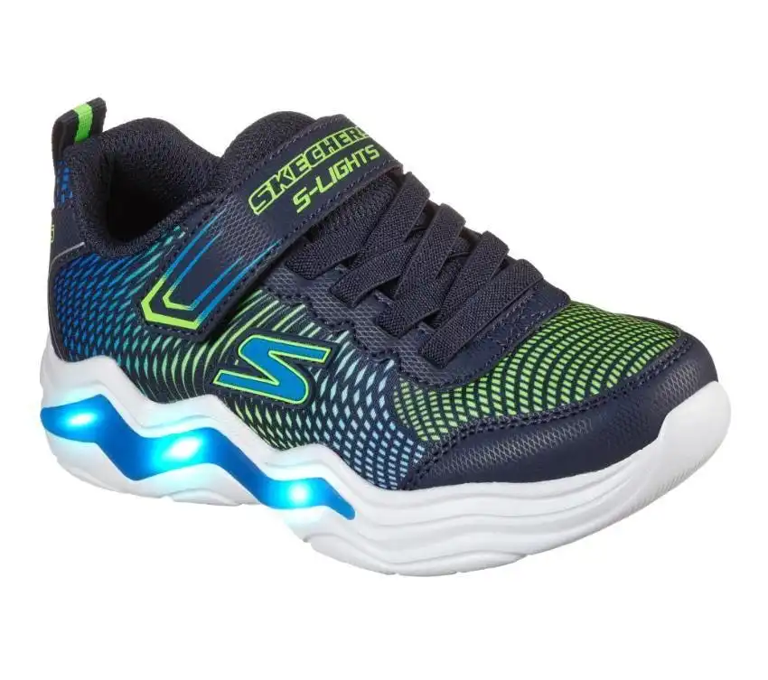 Kids Skechers Erupters Iv Navy/Lime Boys Light Up Trainers