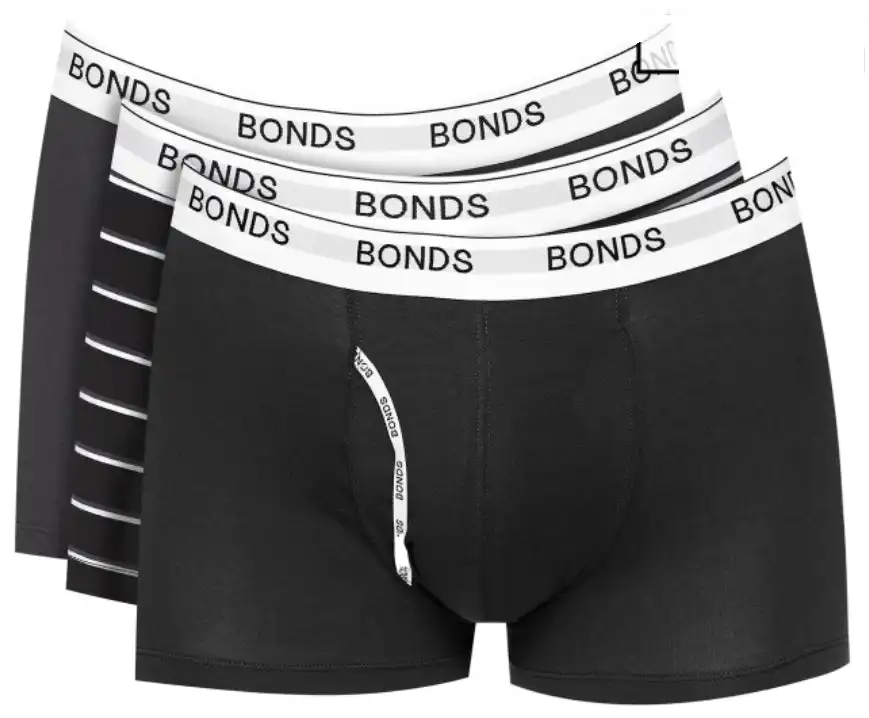 12 Pairs Mens Bonds Guyfront Trunk Cotton Underwear Black/Stripe/Grey