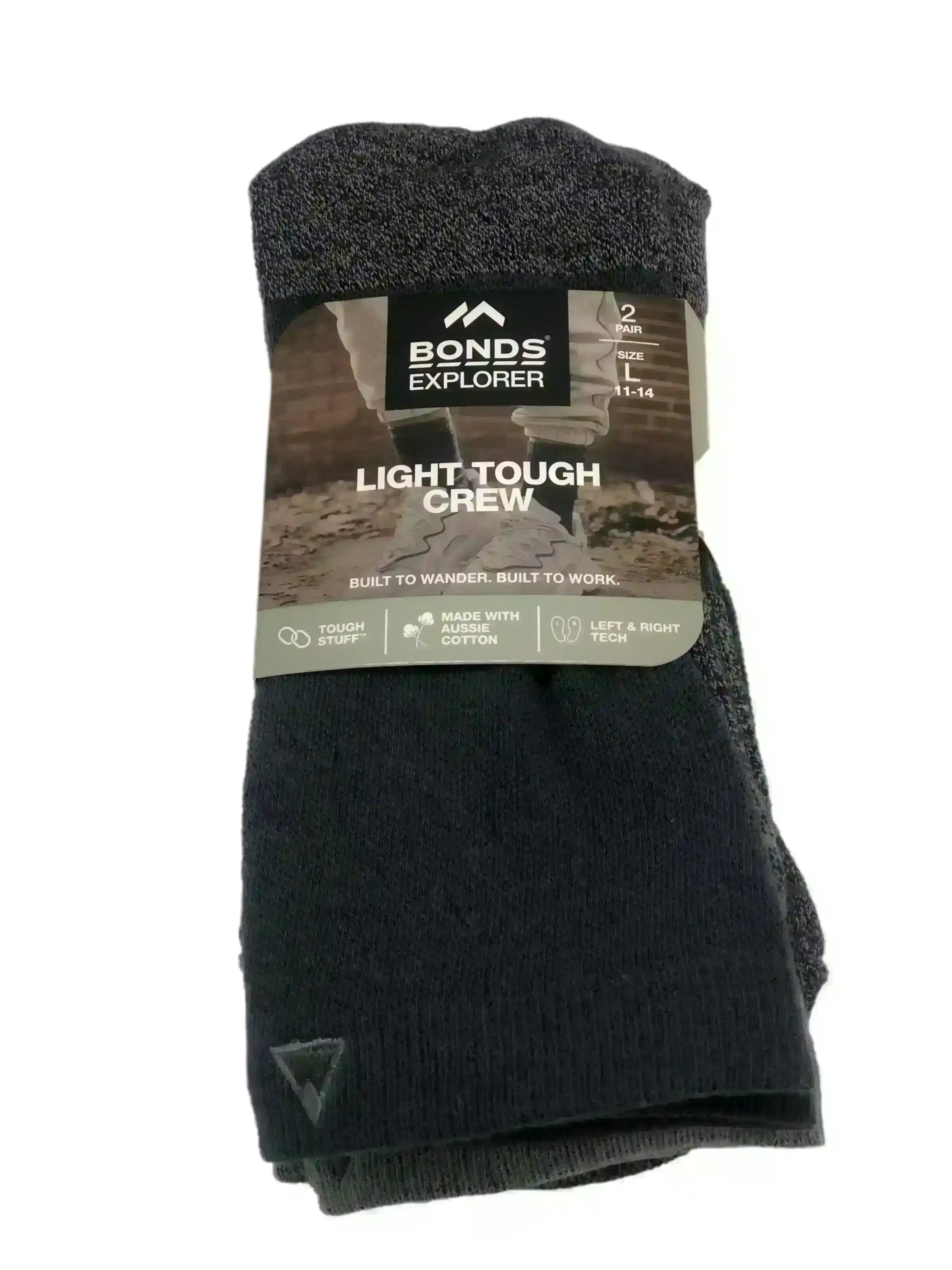 20 Pairs X Bonds Explorer Light Tough Crew Cotton Blend Socks - Grey 04K Print
