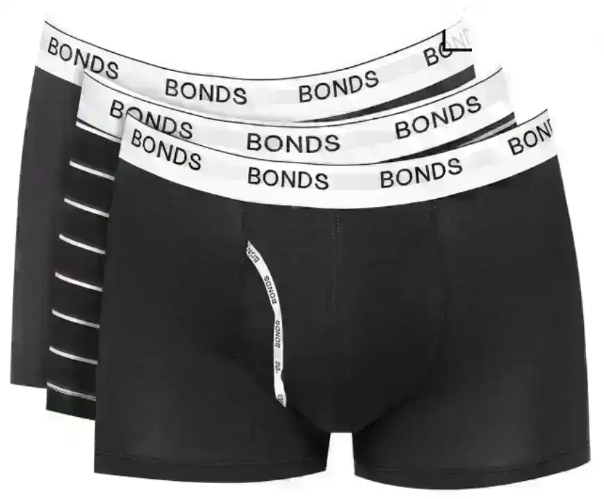 18 Pairs Mens Bonds Guyfront Trunk Cotton Underwear Black/Stripe/Grey