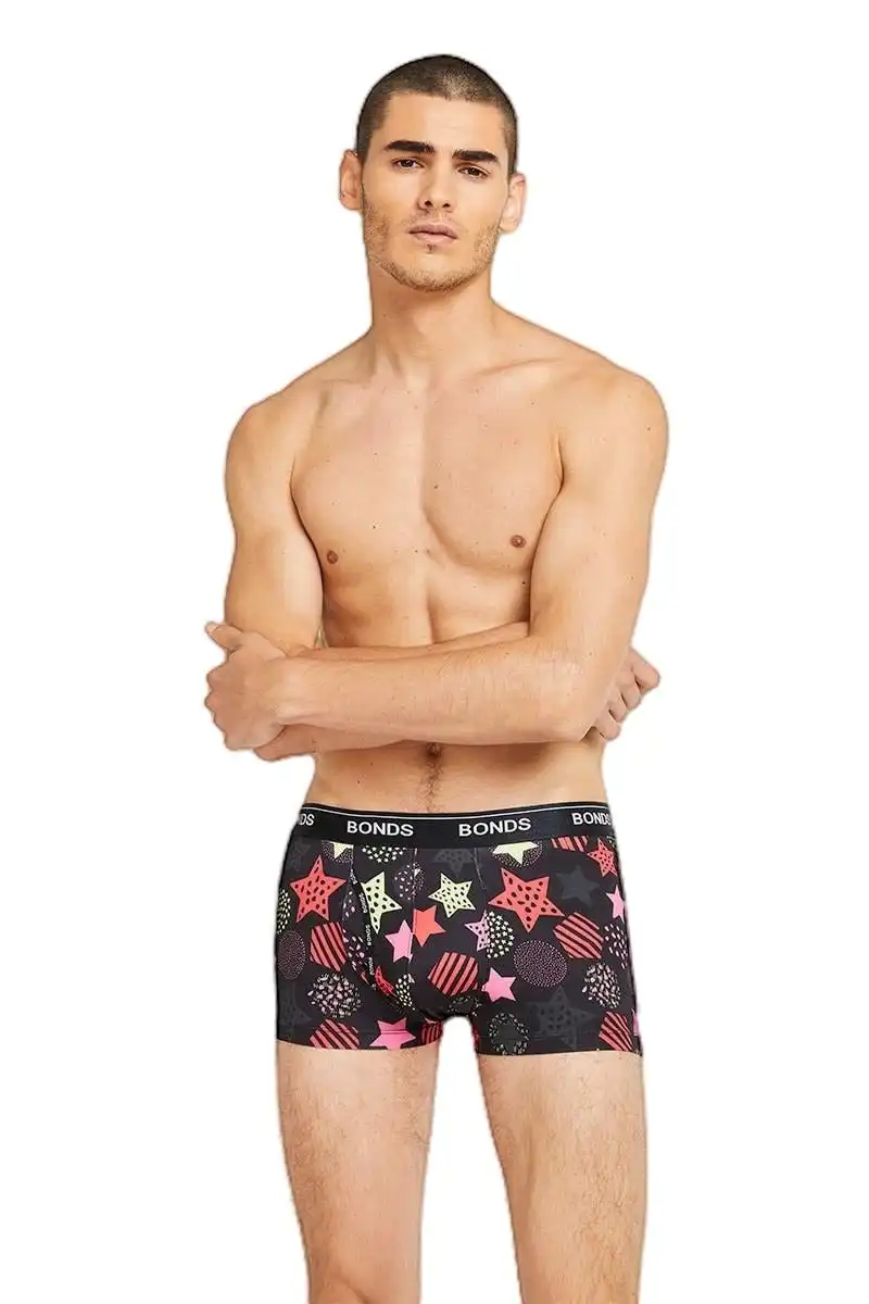 3 x Mens Bonds Microfibre Guyfront Trunk Underwear Circles & Stars 2Y5, Australian Fashion Boutique