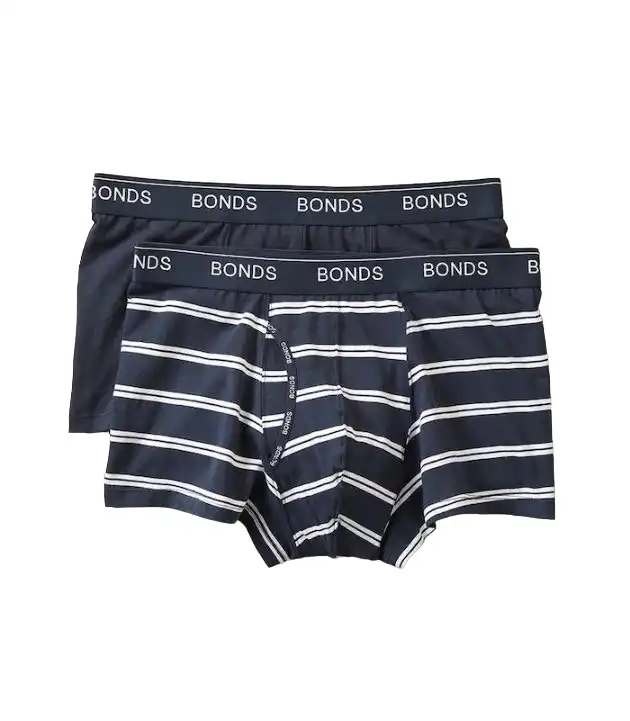 8 Pairs X Mens Bonds Guyfront Trunk Underwear Navy Stripe/Navy