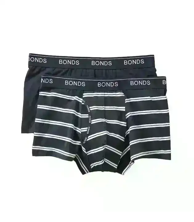 12 Pairs X Mens Bonds Guyfront Trunk Underwear Navy Stripe/Navy