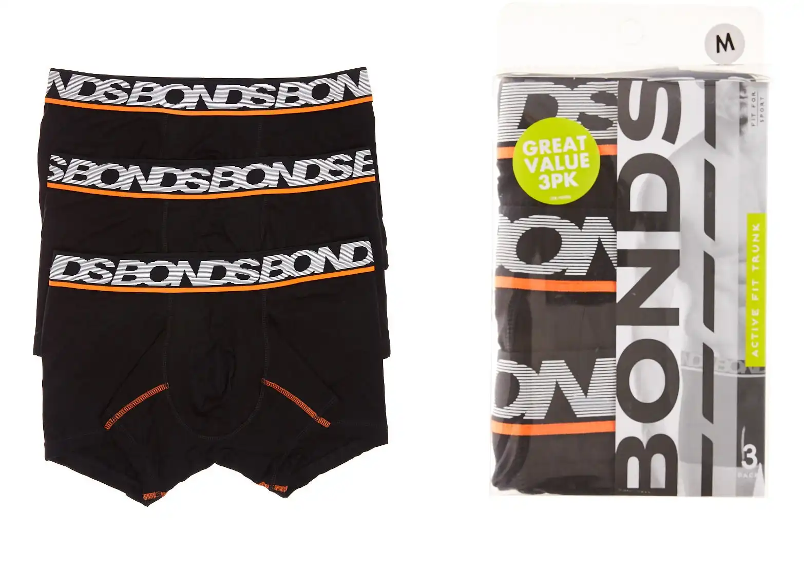3 x Bonds Active Fit Trunks - Underwear Trunks Jocks