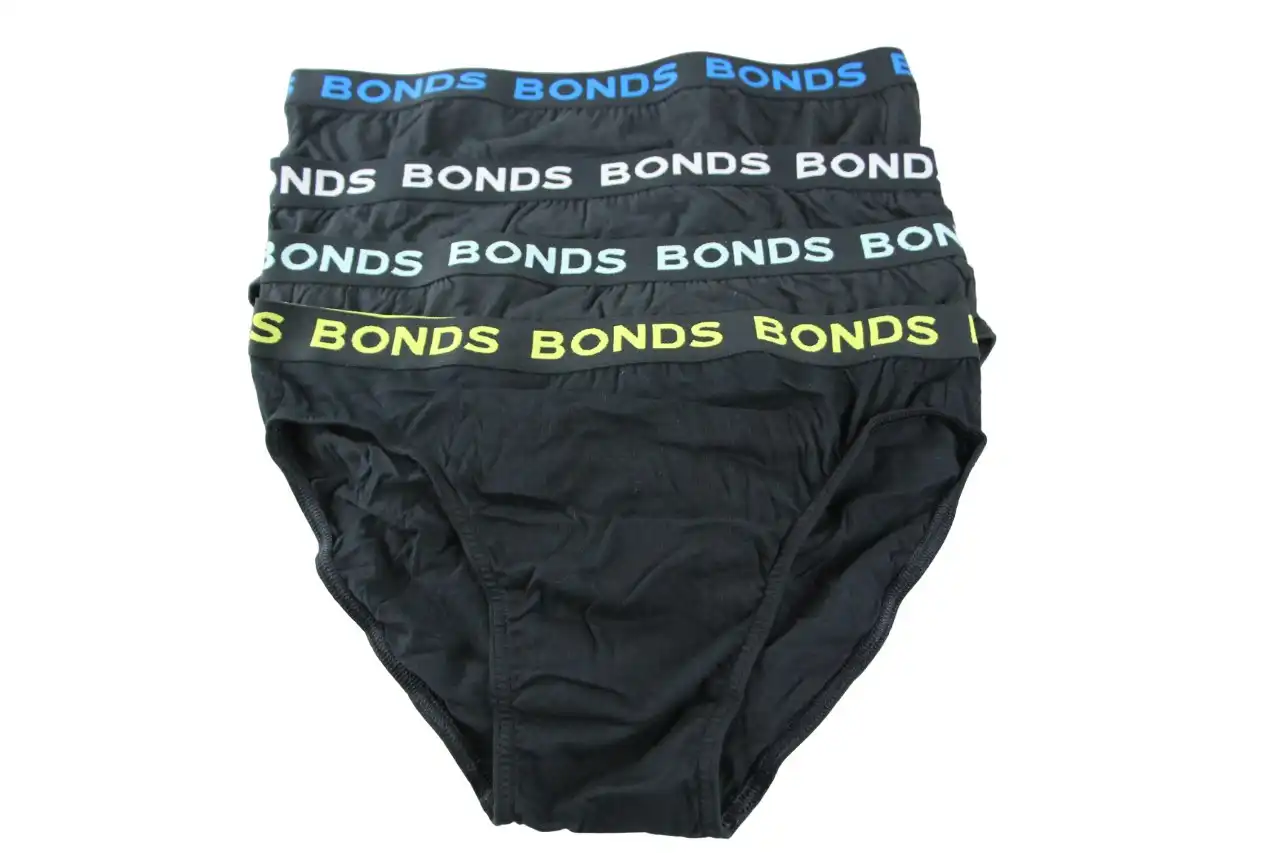 12 Pairs X Bonds Mens Hipster Briefs Black With Multicoloured Logo As1