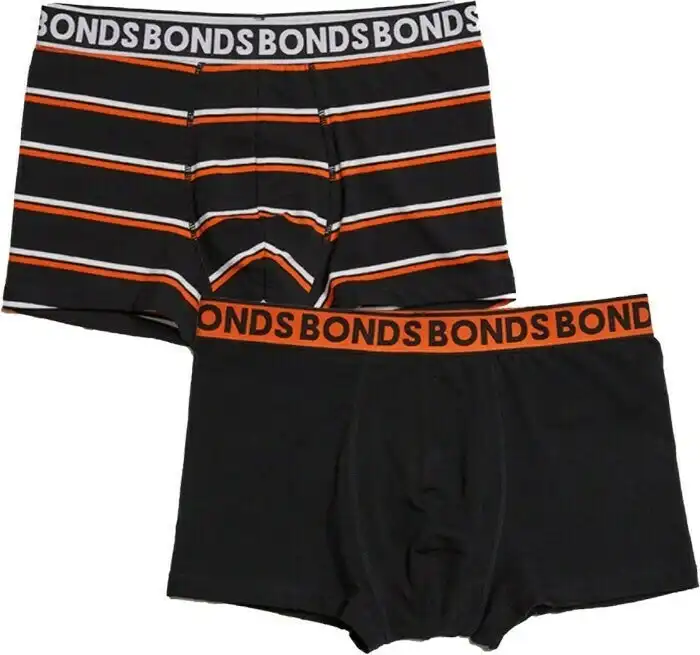 6 Pairs X Bonds Mens Everyday Trunks - Dusty 'N' Rusty - Black/Orange/White