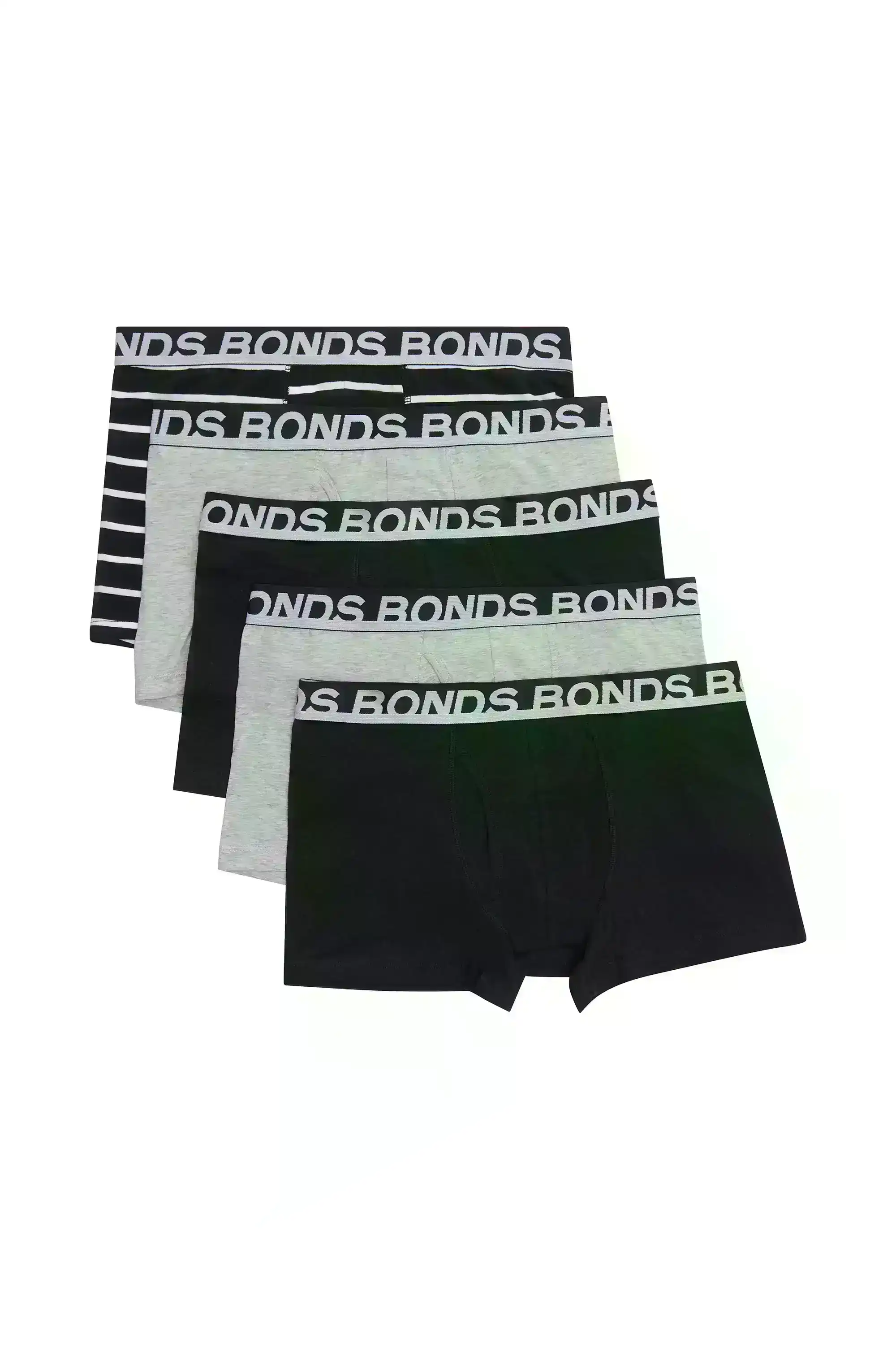 15 X Bonds Mens Everyday Trunks Underwear Black Stripe/Grey/Black