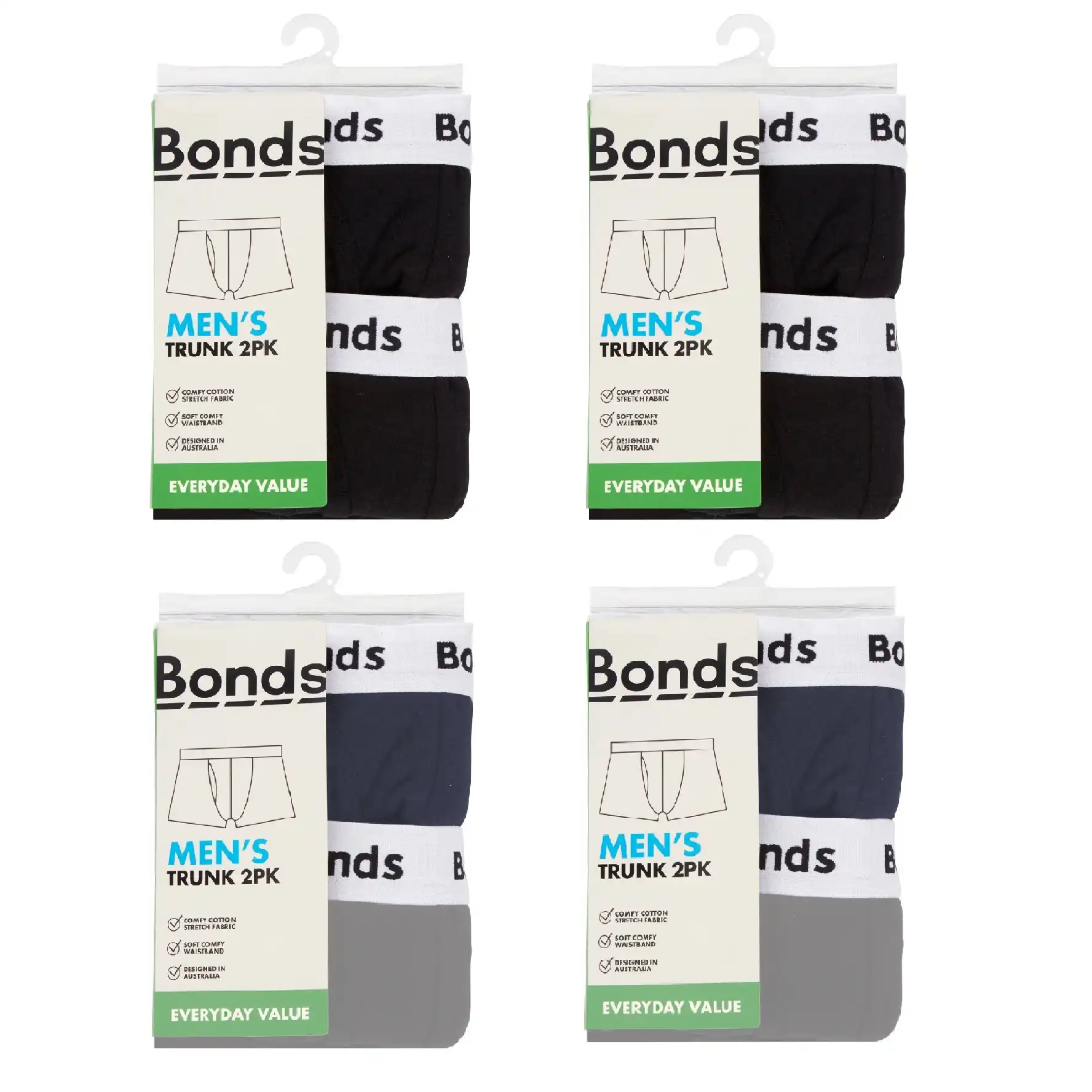 8 x Mens Bonds Everyday Trunks Underwear Assorted Shorts Jocks Briefs