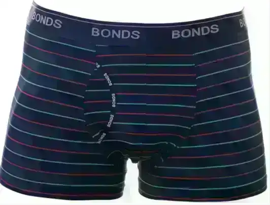 Bonds Microfibre Guyfront Trunk Mens Underwear Trunks Navy/Red/Aqua Stripes