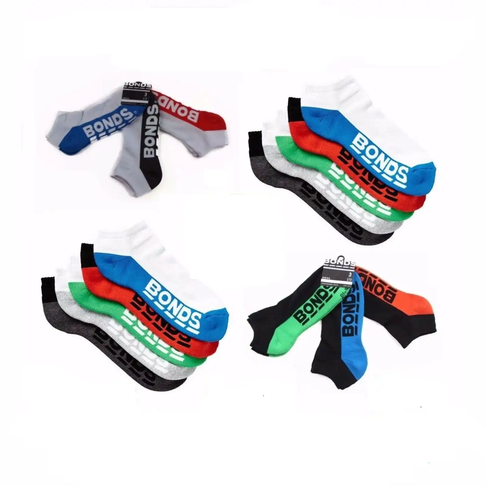10 Pairs Mens Bonds Low Cut Sports Ankle Gym Running Cushioned Active Socks