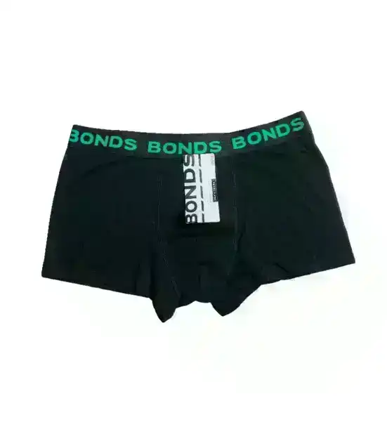 Mens Bonds Core Trunk Underwear Black / Pop Green Sr2