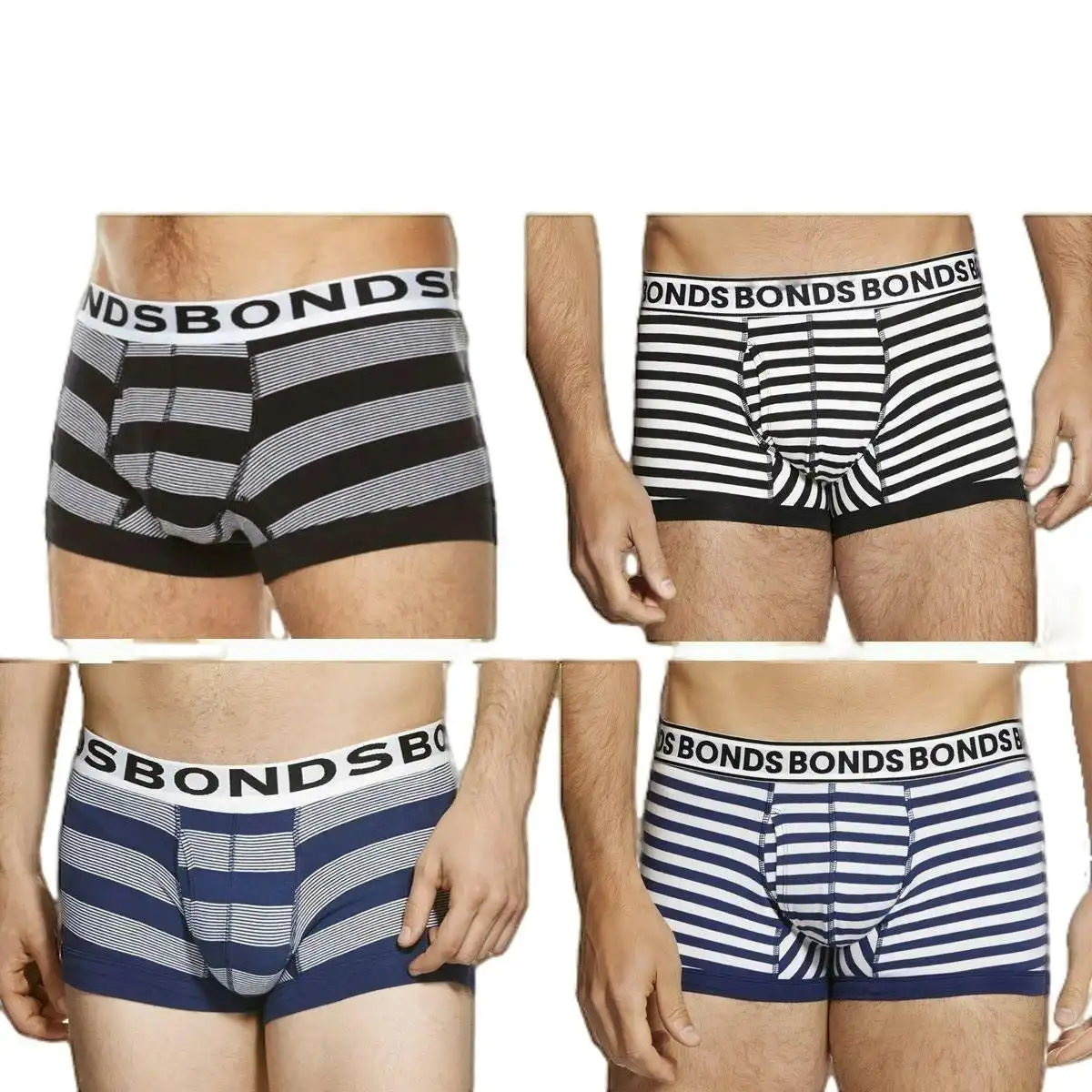 Authentic Bonds Mens Striped Fit Trunk Trunks Underwear Black Blue White  Grey, Australian Fashion Boutique