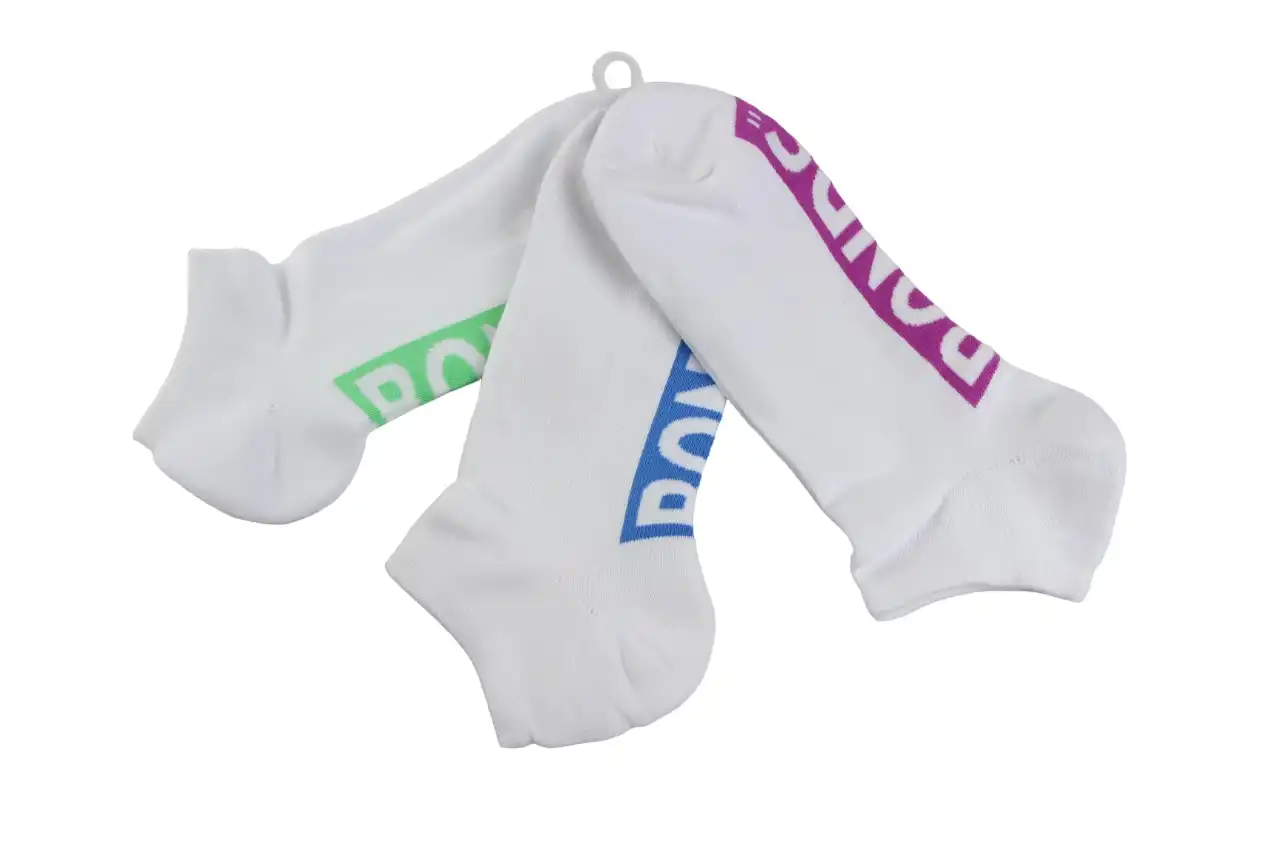 3 Pairs X Bonds Mens Cushioned Low Cut Sport Socks White With Multi