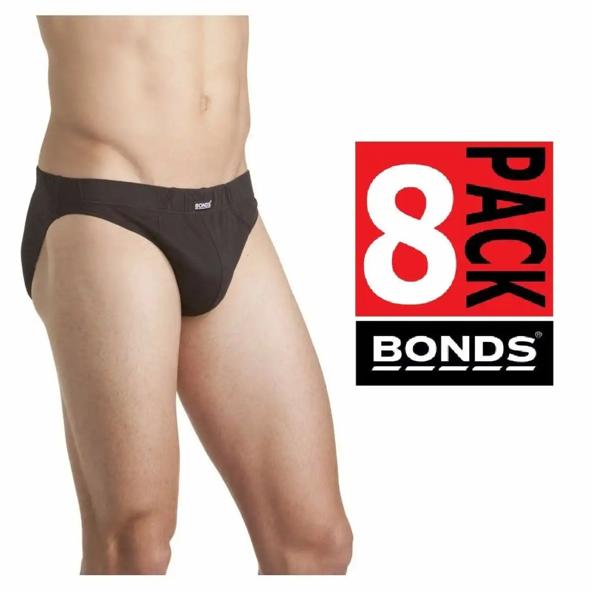 Bonds Mens Bulk 8 Pairs Black Action Bikini Brief Underwear Size S M L Xl Xxl