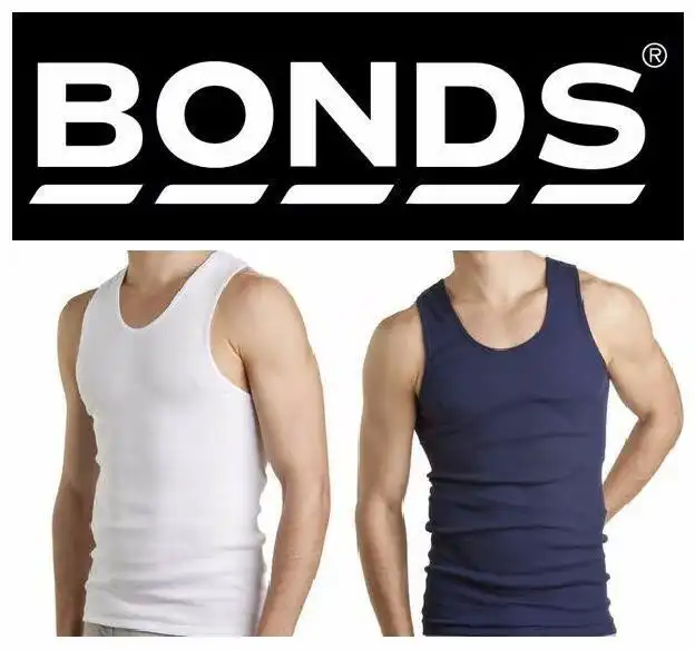 Bonds 3 Pack White Navy Black Chesty Cotton Singlets Underwear Mens Singlet