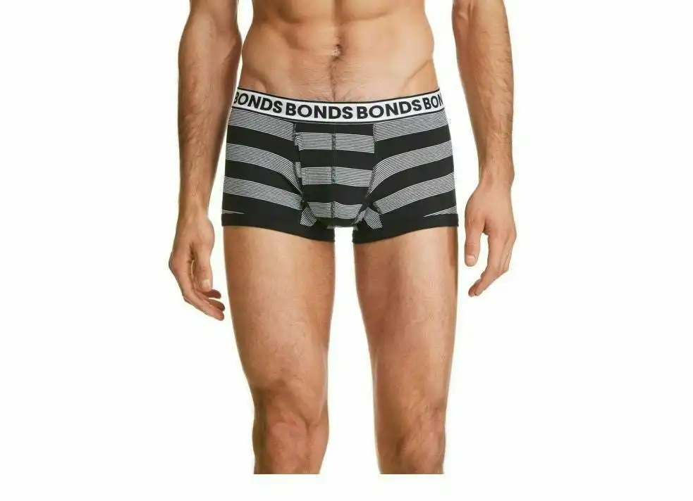 5 x Bonds Mens Striped Fit Trunk Trunks Underwear White Black