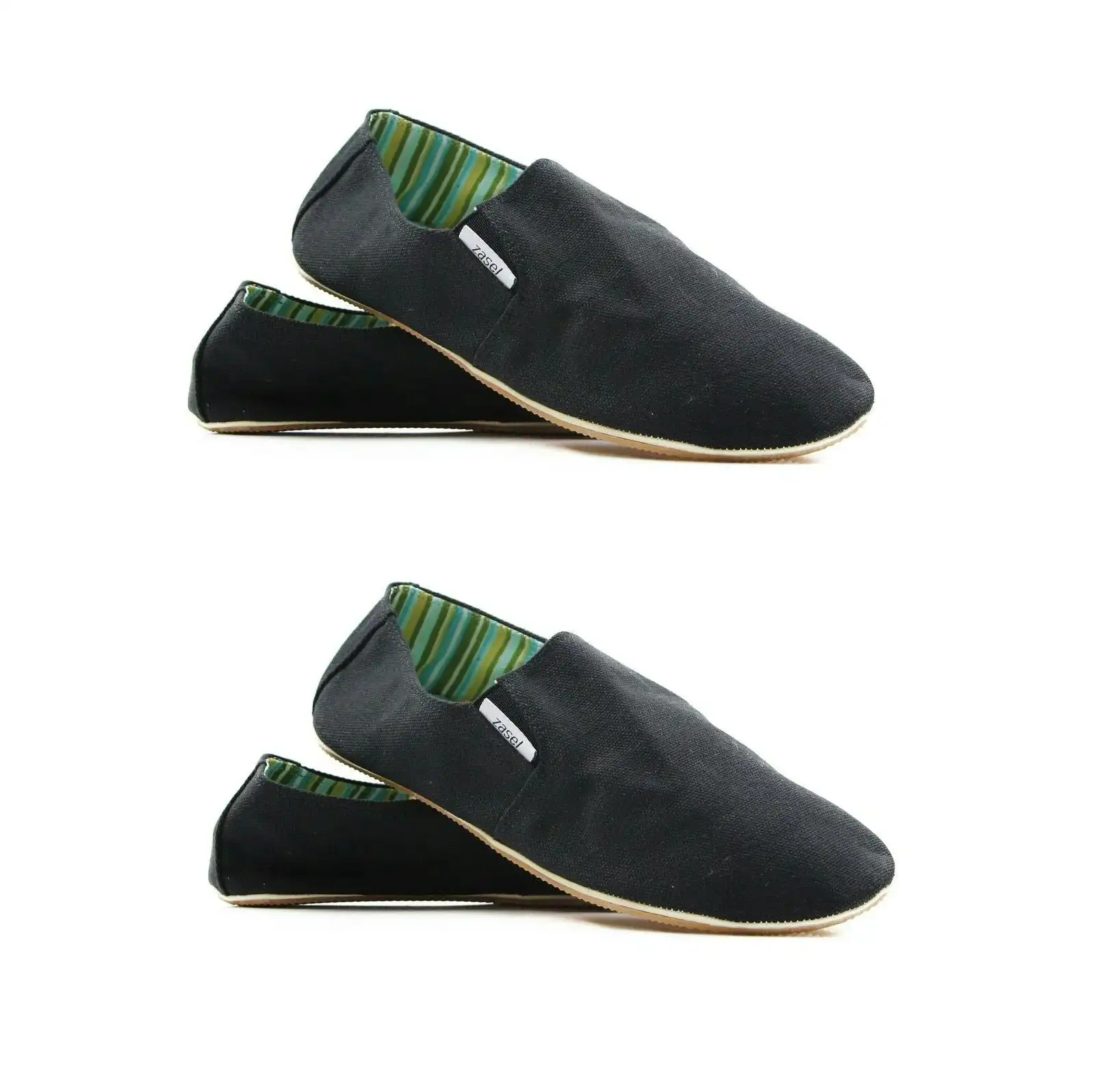 2 Pairs X Mens Zasel Cotton Canvas Slip On Flat Black Mens Casual Flats Shoes