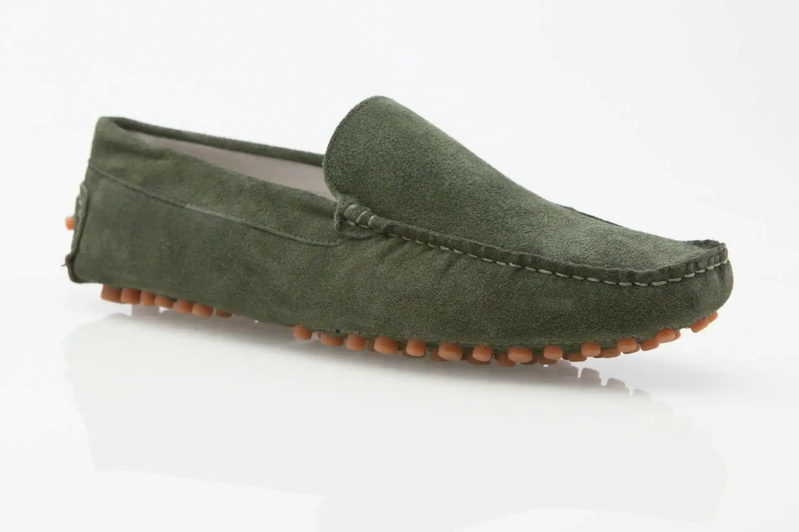 Mens Zasel Summer Boat Shoes Green Suede Casual Slip On Deck Driving Grip Loafers