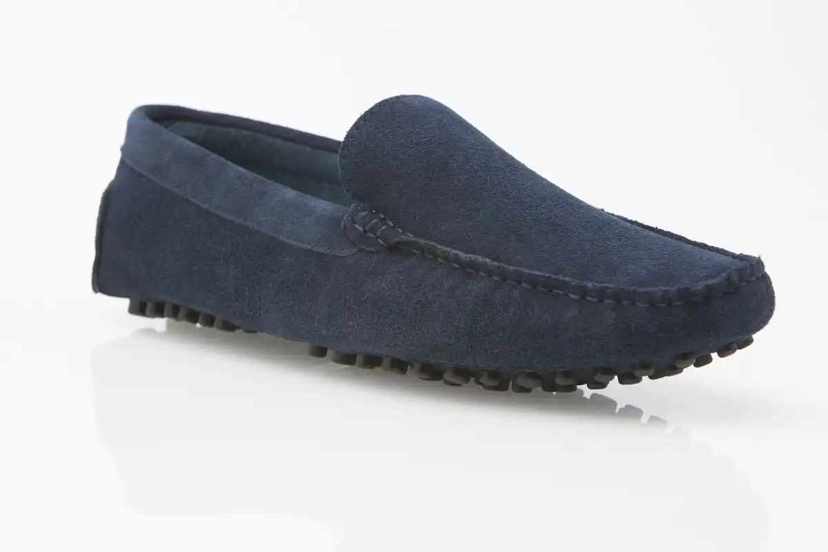 Mens Zasel Summer Boat Shoes Navy Suede Casual Slip On Deck Driving Grip Loafers