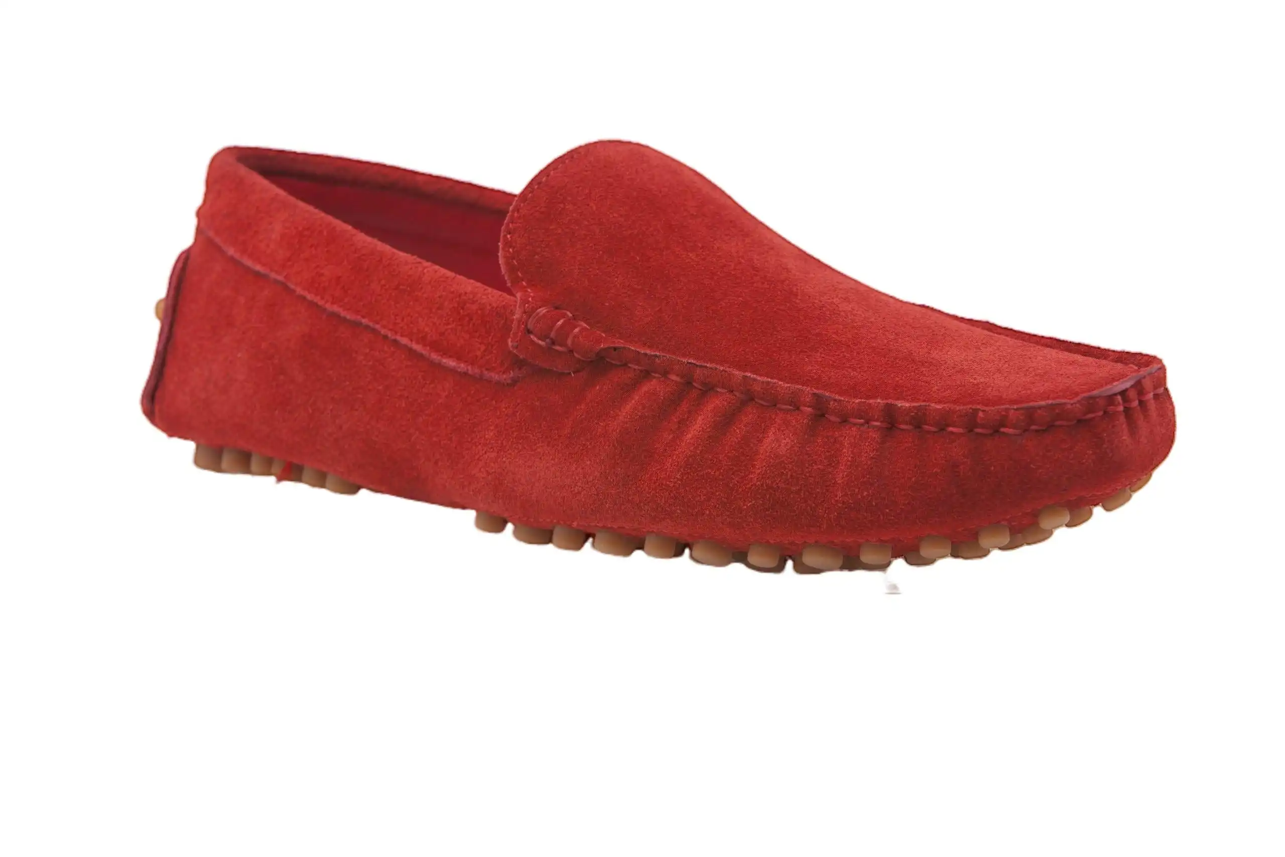Mens Zasel Summer Slip On Red Suede Boat Shoes