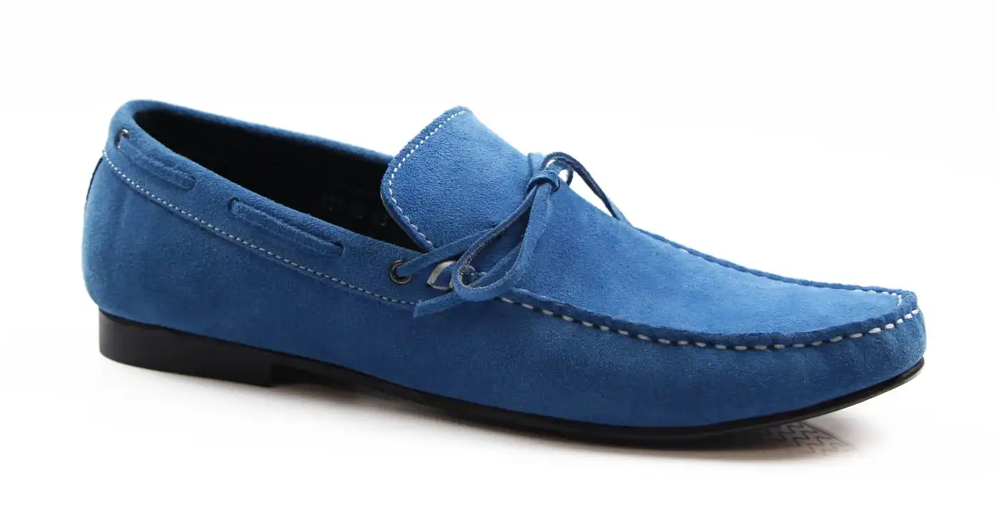 Mens Zasel Bay Blue Leather Casual Boat Deck Loafers Sneakers Shoes