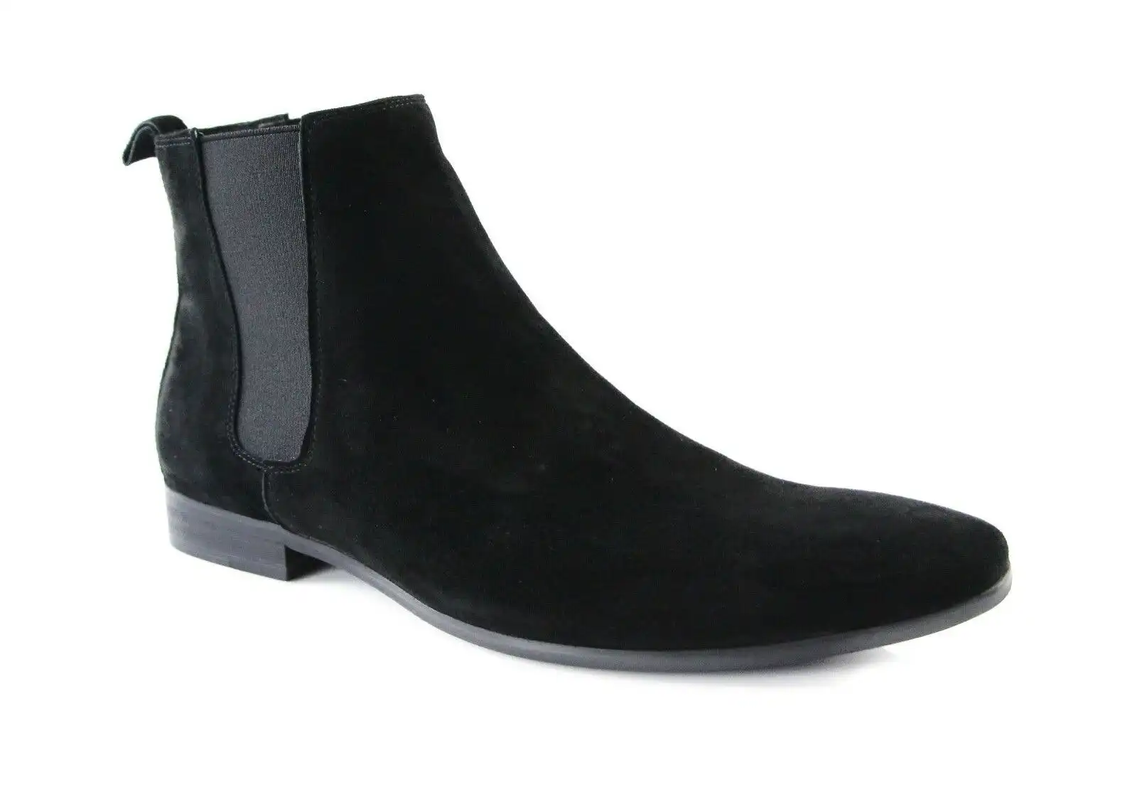 Zasel Andreas Black Suede Leather Slip On Dress Casual Work Shoes Mens Boots