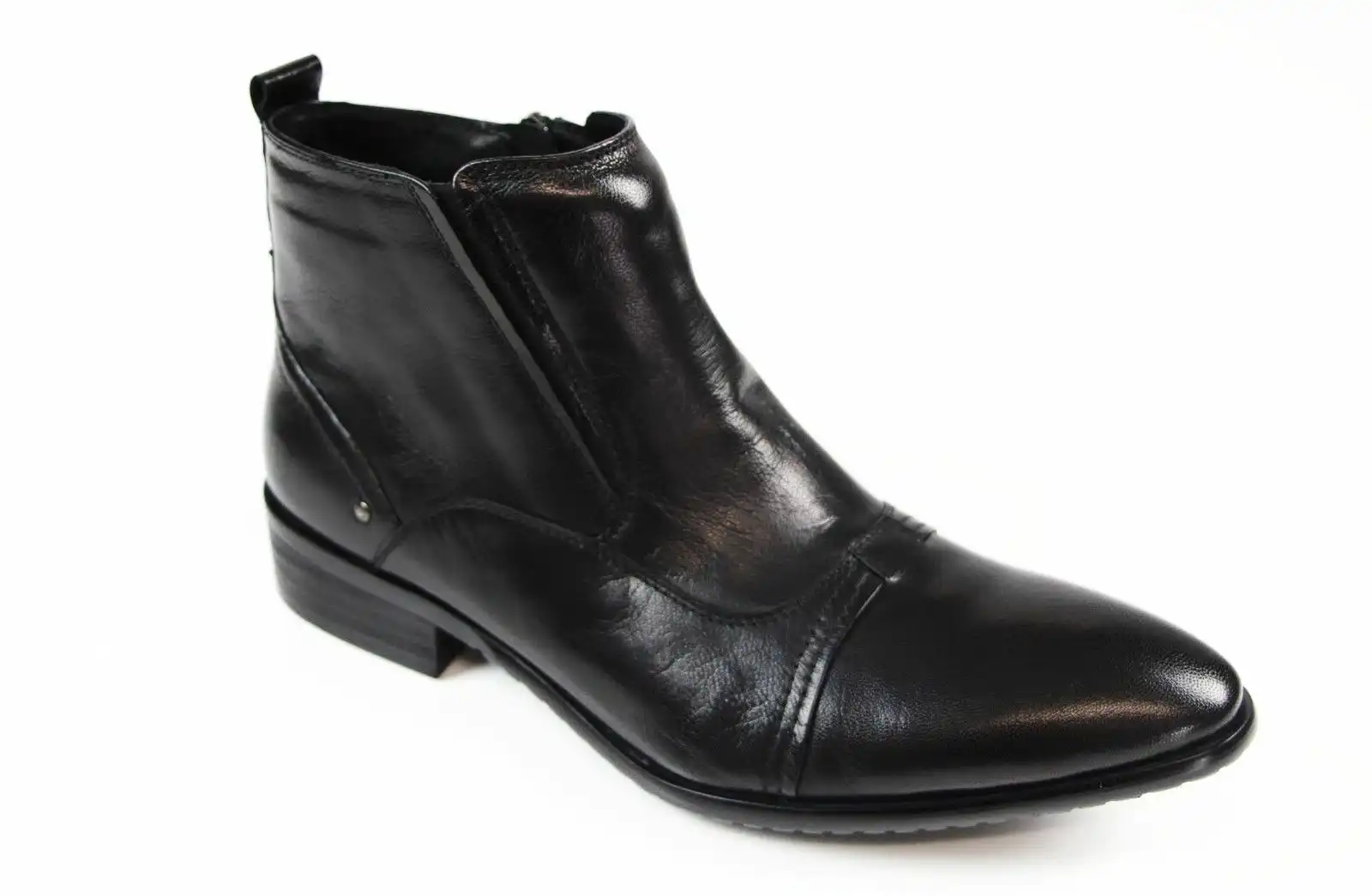 Mens Zasel Cannon Black Formal Casual Leather Zip Shoes Formal Dress Boots