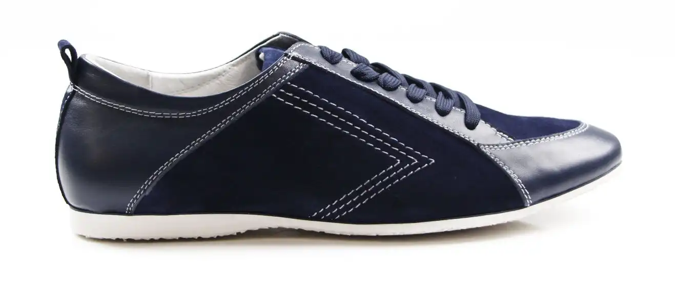 Mens Zasel Anton Navy Leather Suede Casual Sneakers Work Dress Casual Shoes