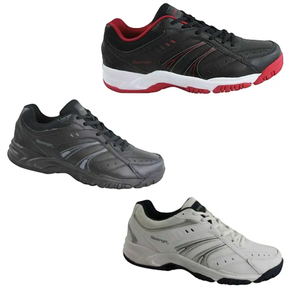 Slazenger Baseline Leather White Navy Black Grey Red Running Mens Runners Shoes