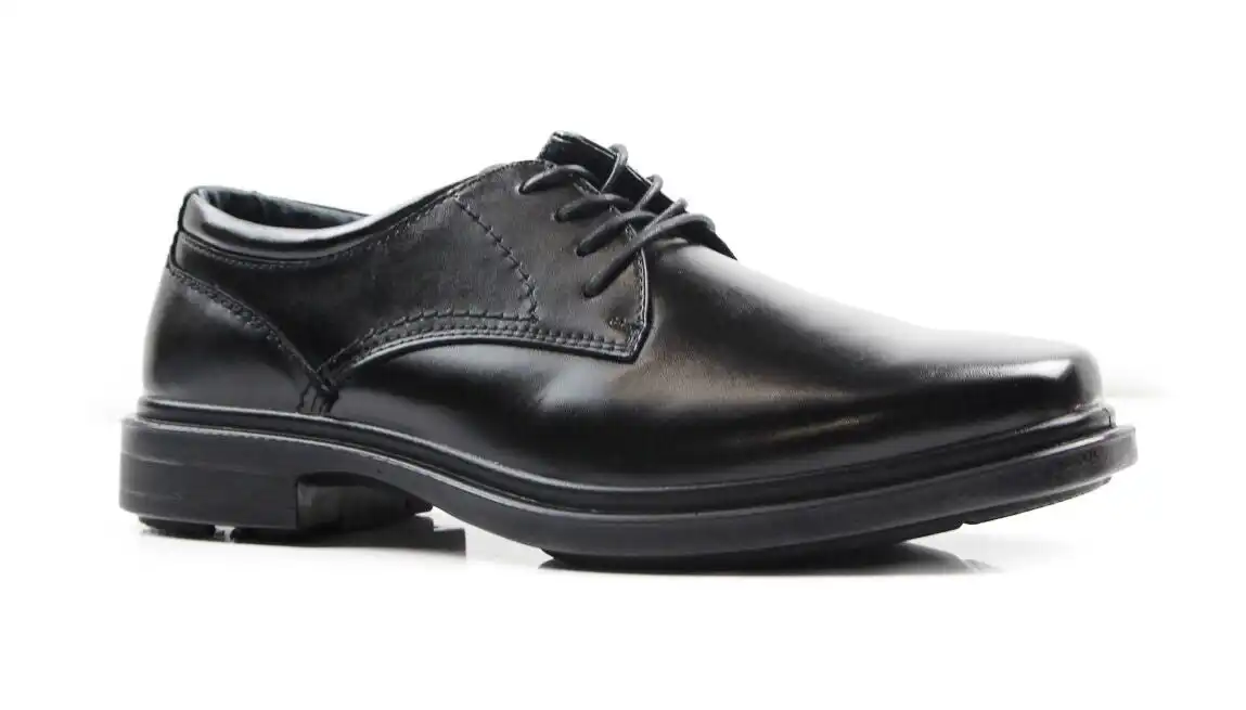 Mens Hush Puppies Dene Extra Wide Mens Black Leather Work Wedding Formal Shoes