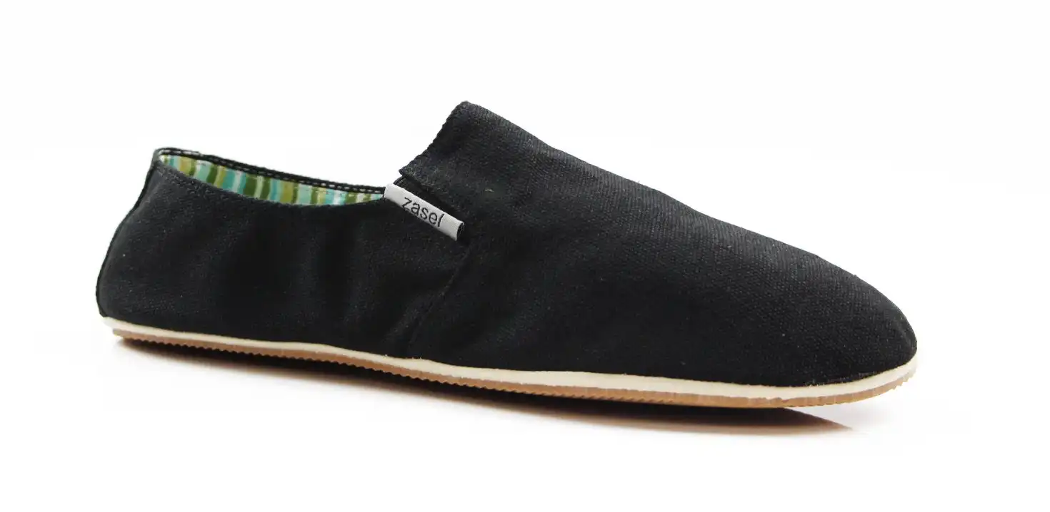 Mens Zasel Day Black Canvas Casual Slip On Shoes
