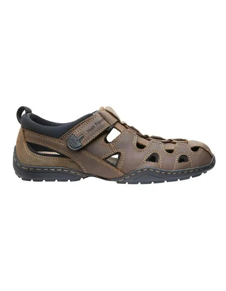 Mens Hush Puppies Sentry Brown Sandals Leather Summer Shoes