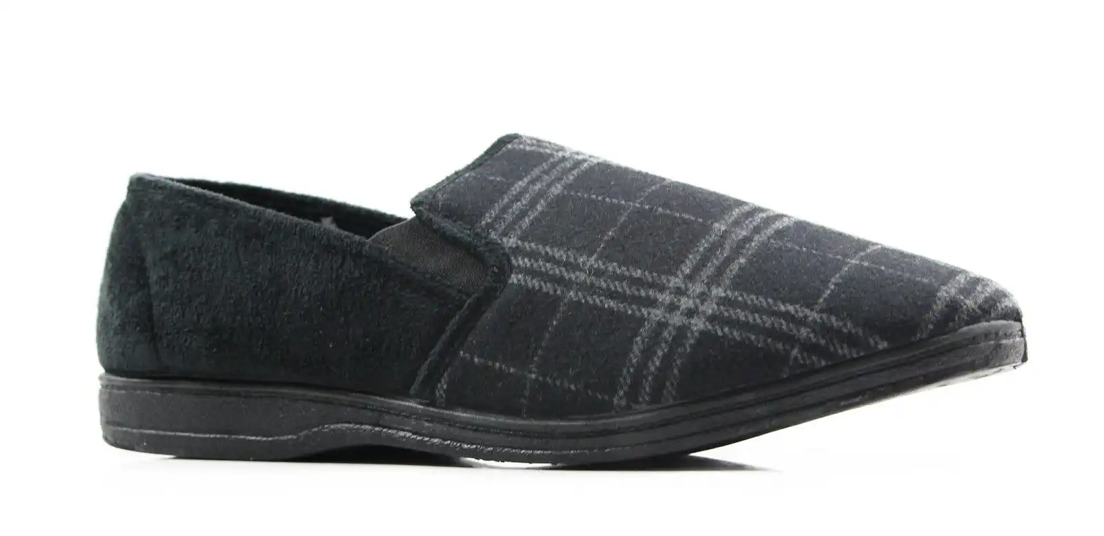 New Mens Grosby Fabio Comfortable Charcoal/Black Slippers Moccasins Warm Shoes