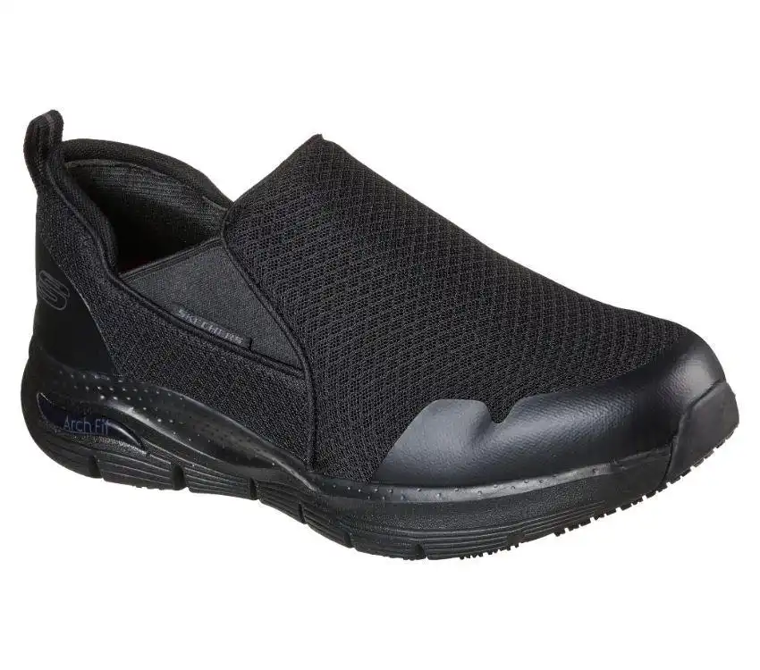 Mens Skechers Arch Fit Sr - Tineid Black Slip-On Comfy Walking Shoe