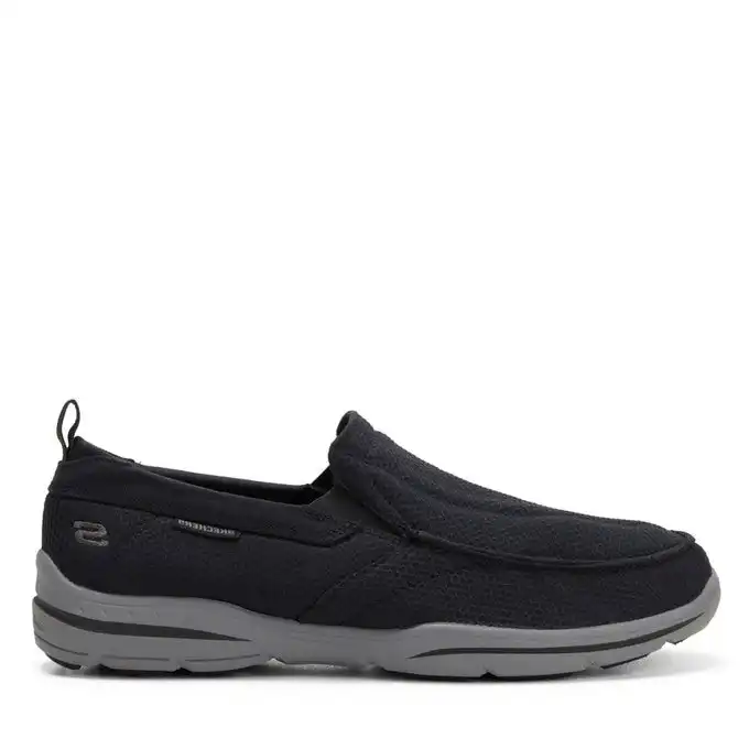 Mens Skechers Harper - Walton Black Slip On Sneaker Shoes
