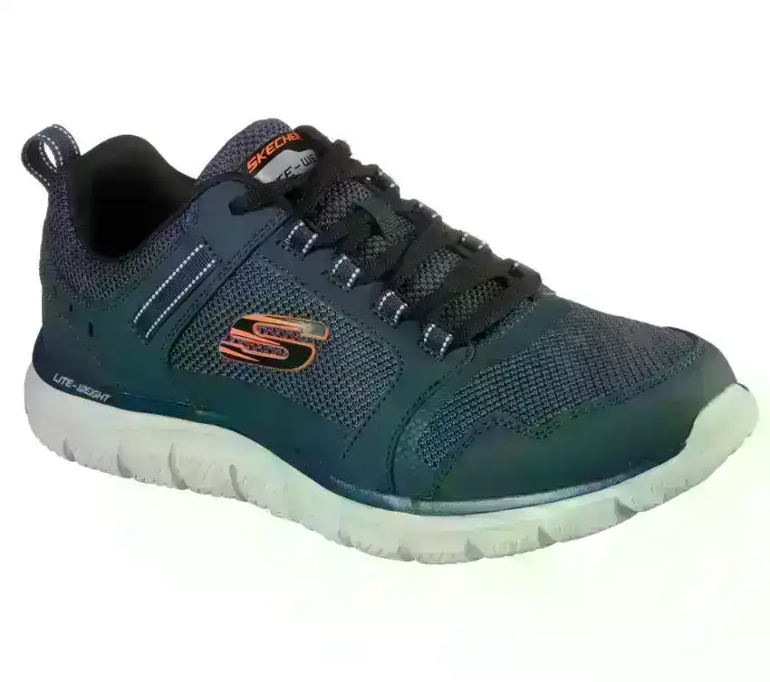 Mens Skechers Track - Knockhill Navy/Orange Athletic Shoes