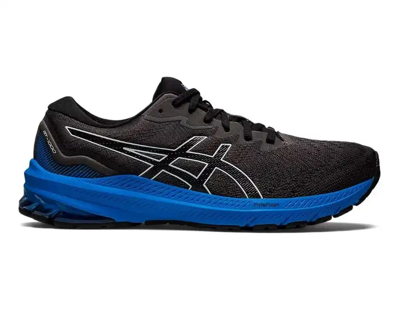 Mens Asics Gt-1000 11 Black/Electric Blue Athletic Running Shoes
