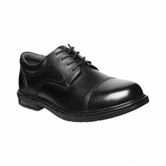Mens Hush Puppies Darwin Leather Black Extra Wide Lace Up Work Shoes