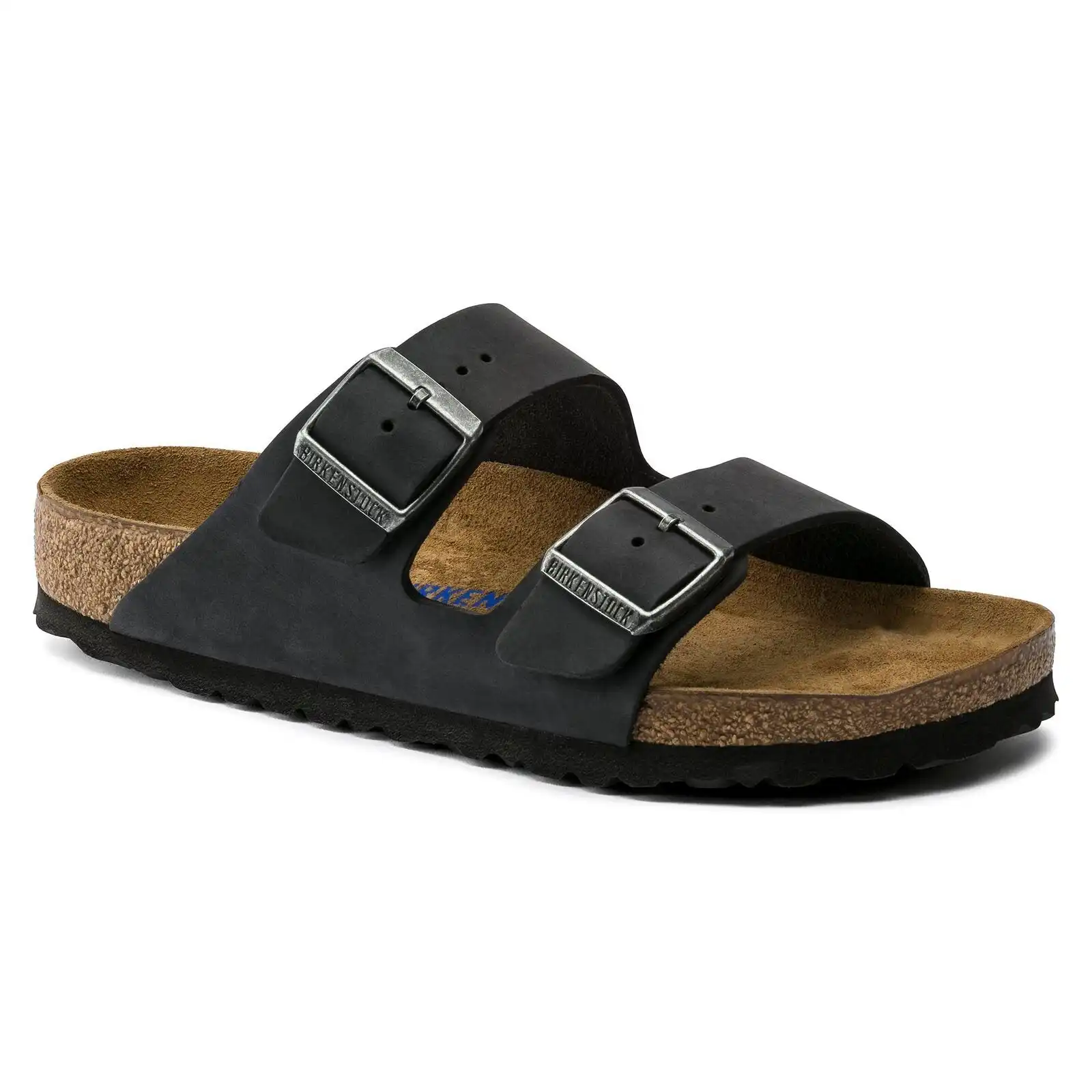 Mens Birkenstock Arizona Nu Oiled Leather Black Slip On Sandals