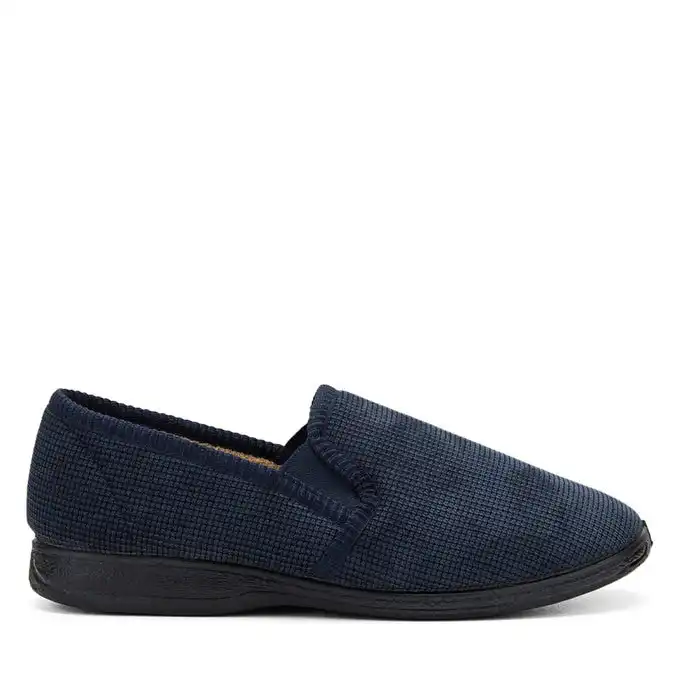 Grosby Richard Slippers Mens Casual Slip On Corduroy Navy Shoes
