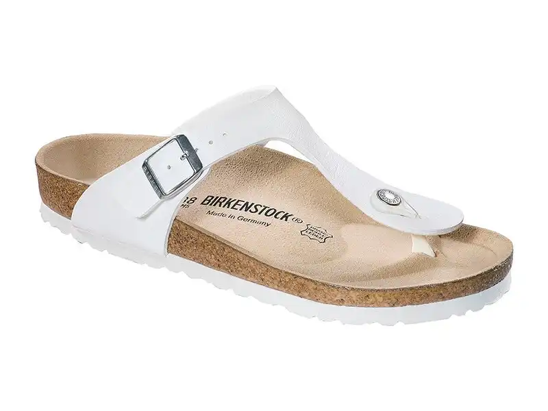 Mens Birkenstock Gizeh Birko-Flor White Slip On Sandals