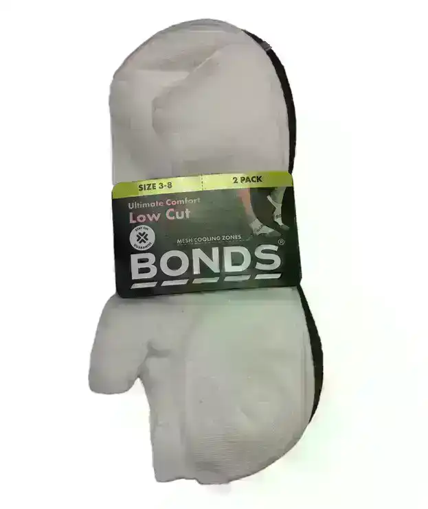 20 X Bonds Womens Ultimate Comfort Low Cut Sport Socks White & Black