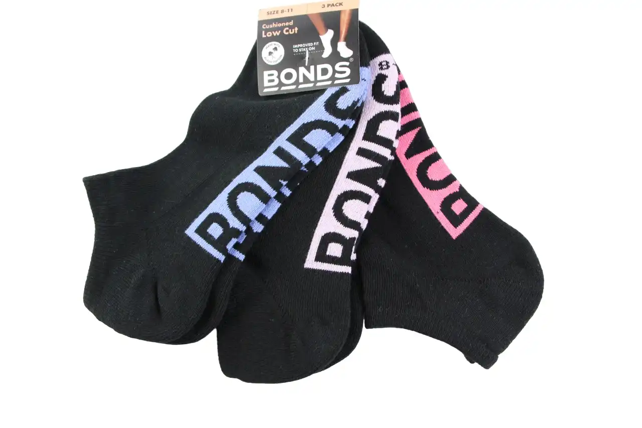 18 Pairs X Bonds Womens Cushioned Logo Low Cut Socks Black 11K