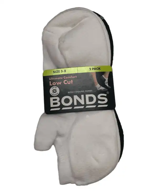 6 x Bonds Womens Ultimate Comfort Low Cut Sport Socks White & Black