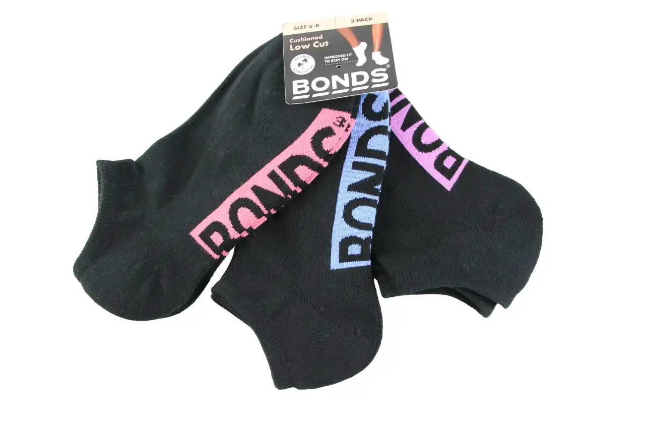 9 Pairs X Bonds Womens Cushioned Logo Low Cut Socks Black 10K